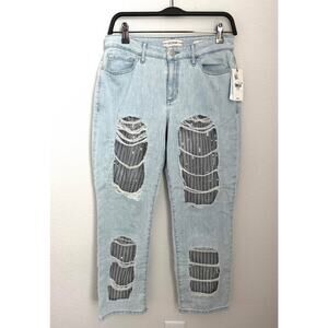 Guess Women’s Sequin Y2K Relaxed Fit‎ Distressed Denim Jeans Sz 27 NWT
